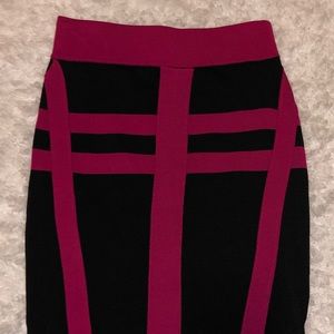 Pink and Black body con skirt